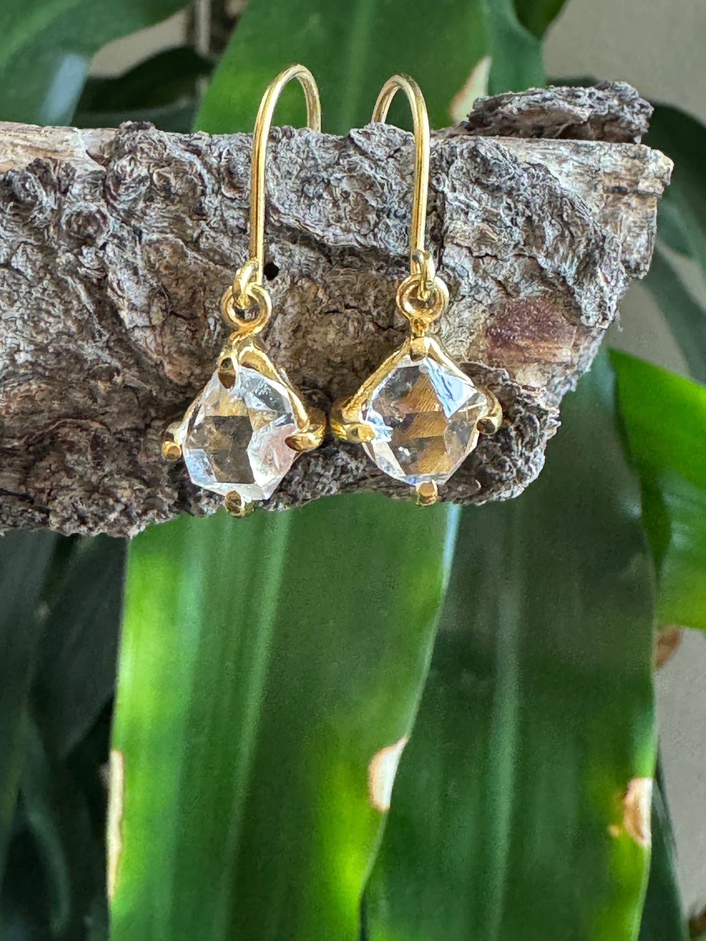 Gold Micron Plated Herkimer Diamond Earrings