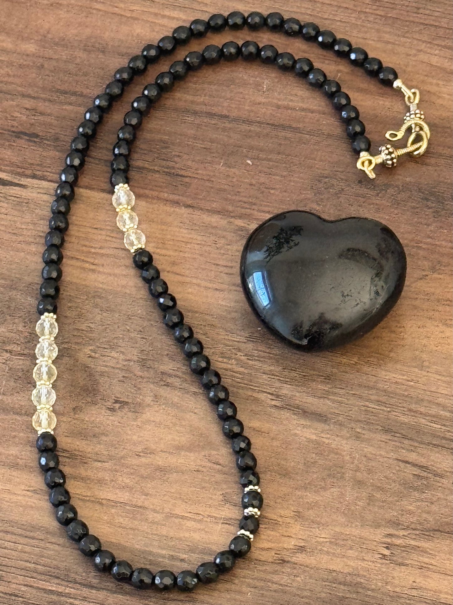 Black Tourmaline & Citrine Crystal Grid Necklace
