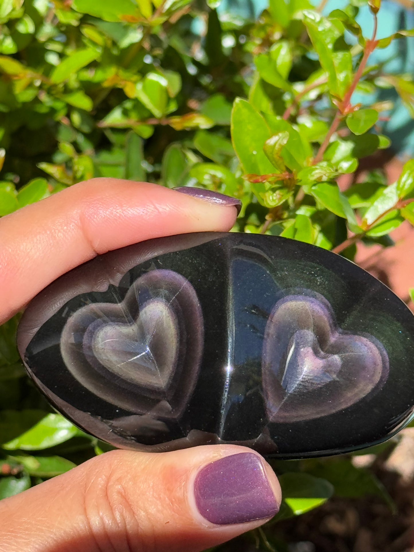 Double Heart Rainbow Obsidian