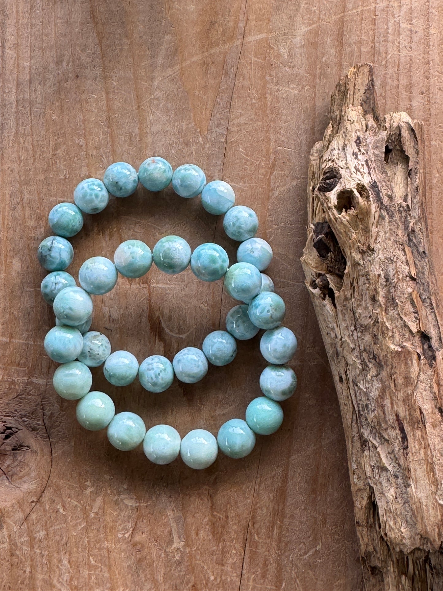Larimar Bracelet – 13mm Natural Beads