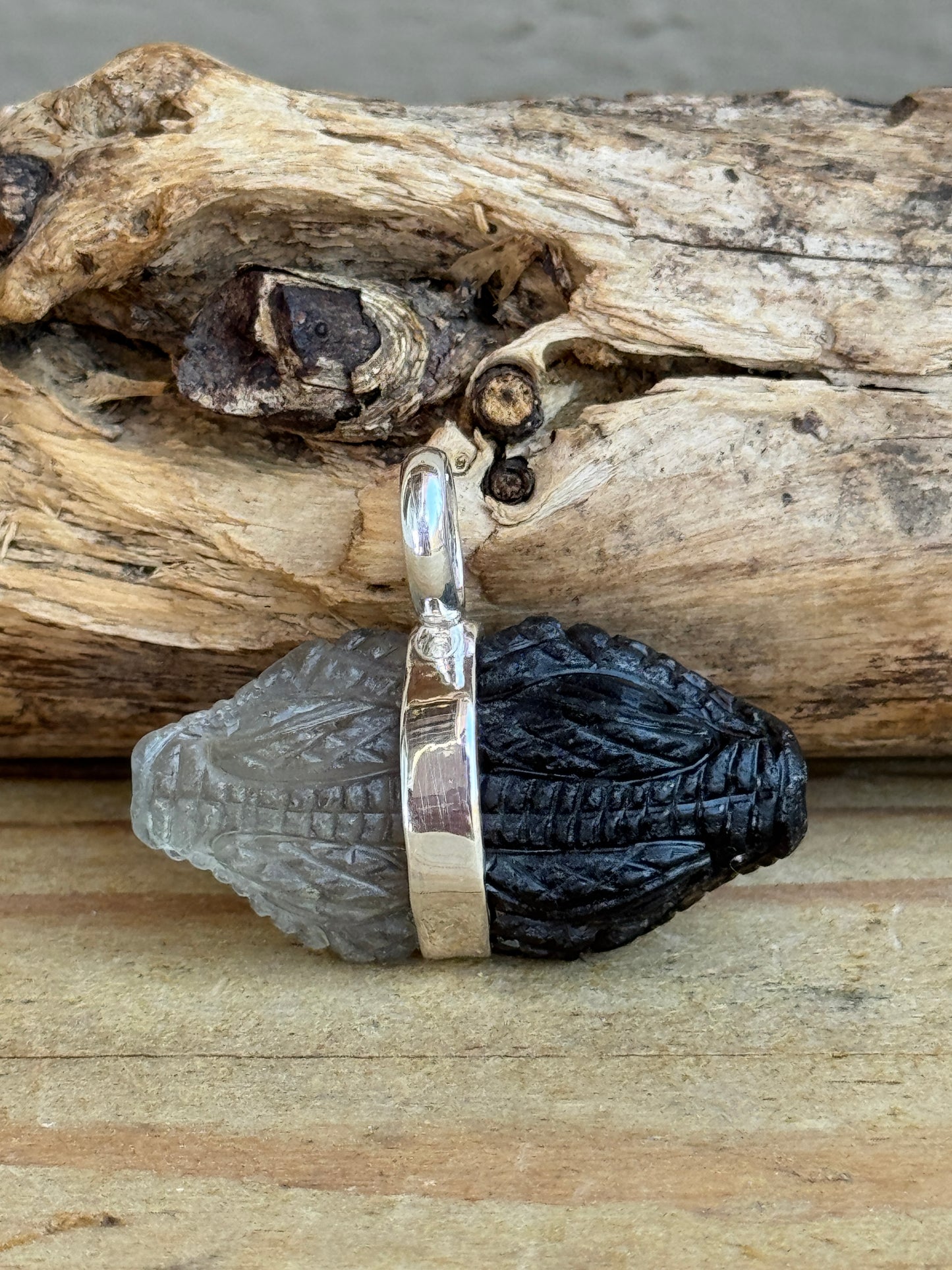 Bi-Colored Quartz Double-Headed Snake Pendant – Sterling Silver