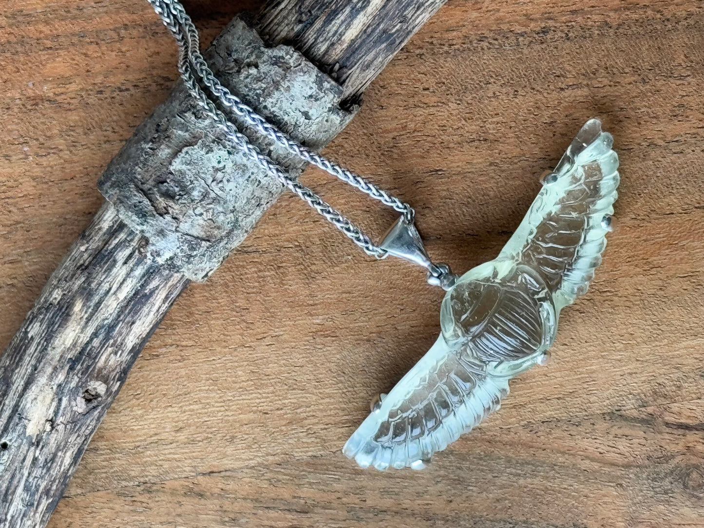 Libyan Desert Glass Winged Scarab Pendant