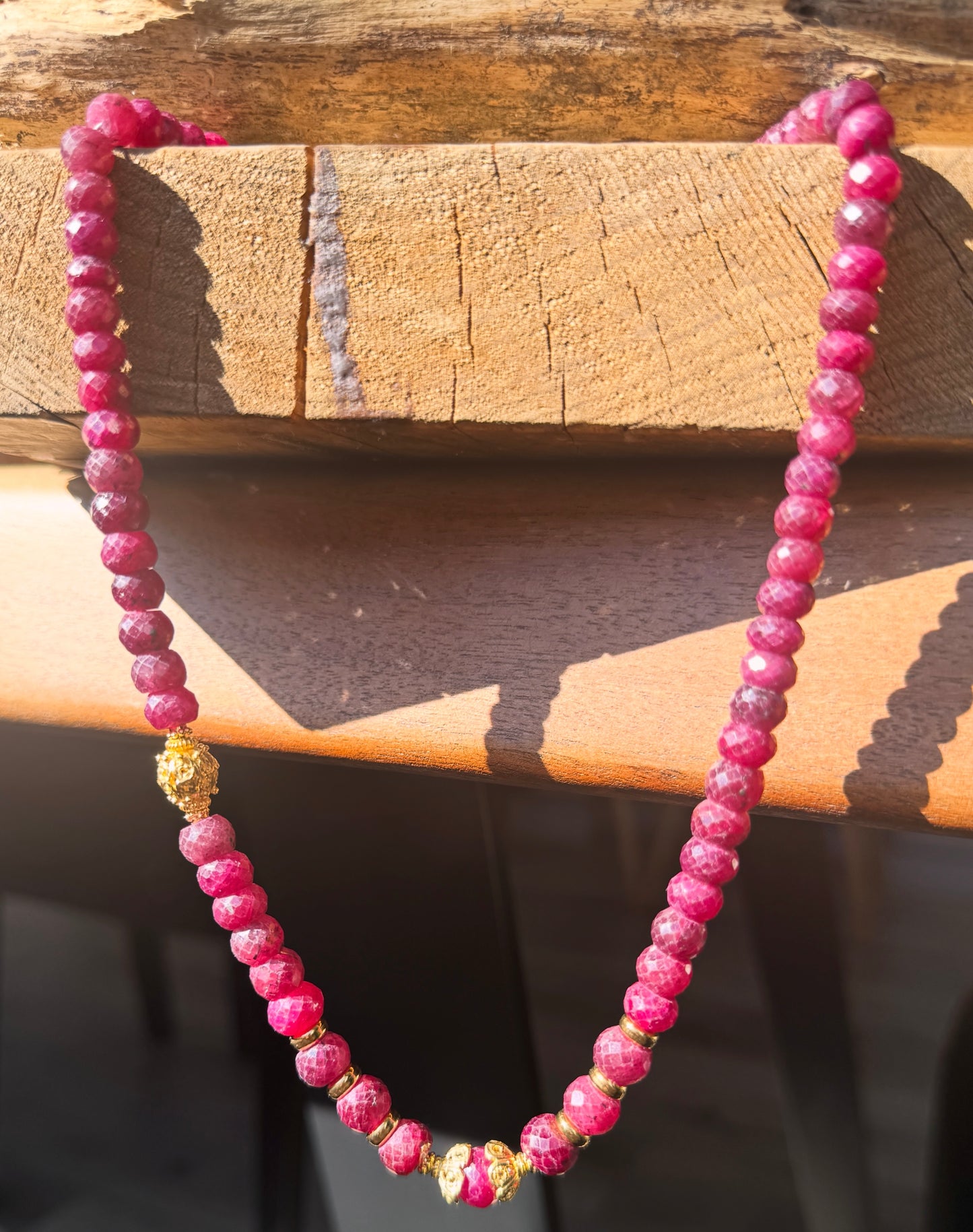 Natural Ruby Necklace – 67g Life Force | 24k Gold Vermeil | Handcrafted