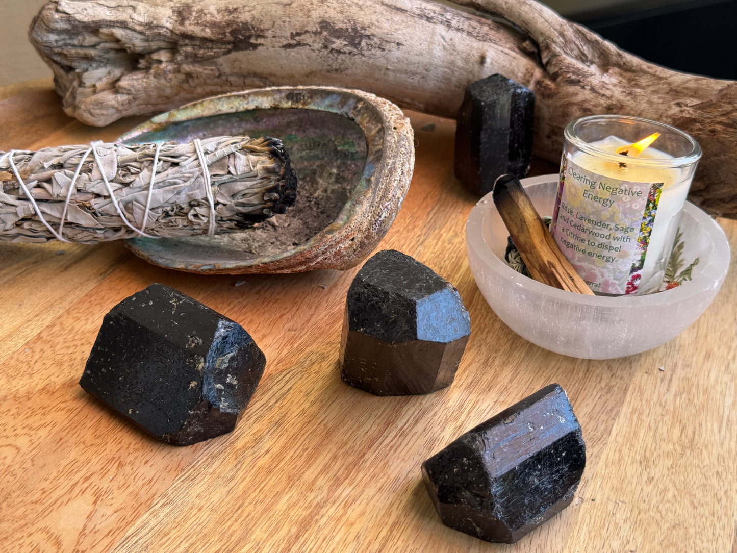 Triangular Black Tourmaline with Natural Termination