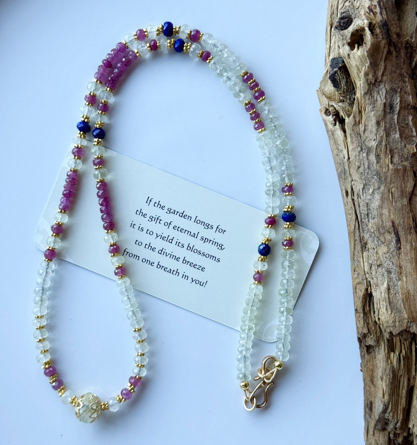 Libyan Desert Glass • Ruby • Lapis Lazuli. Crystal Grid Necklace | Ancient Light & Royal Protection