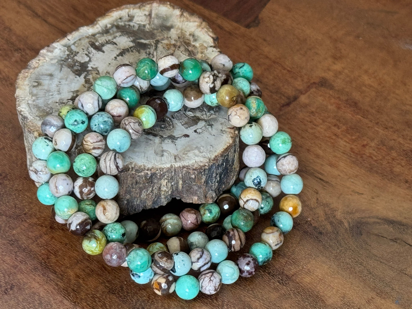 Turquoise and Petrified Wood Jasper bracelet