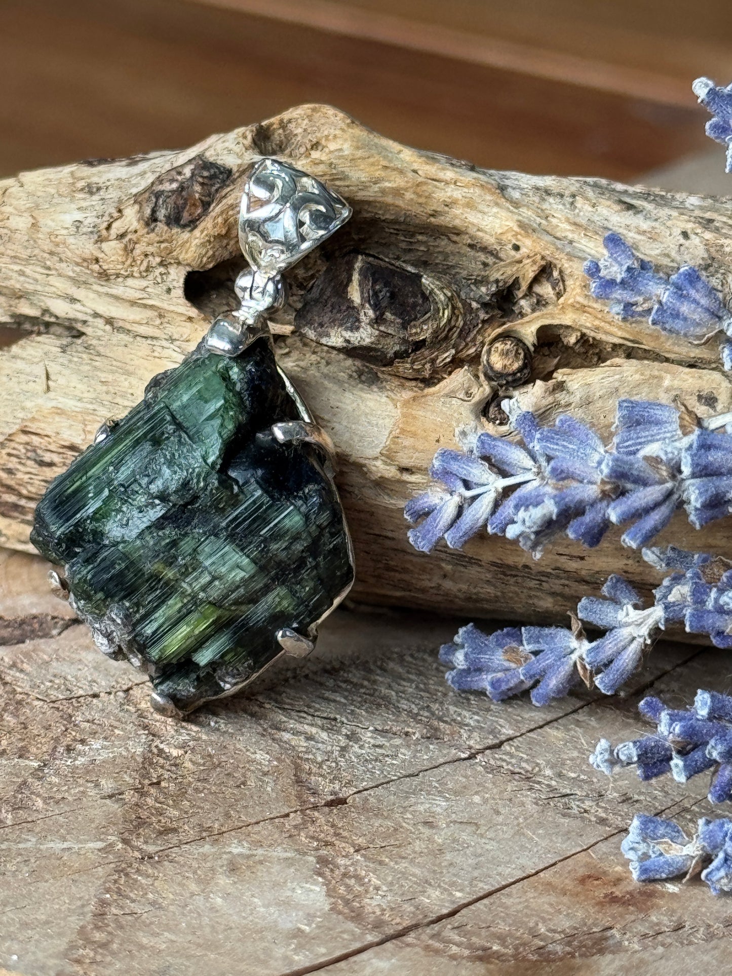 Raw Green Tourmaline Pendant – Living Earth Energy