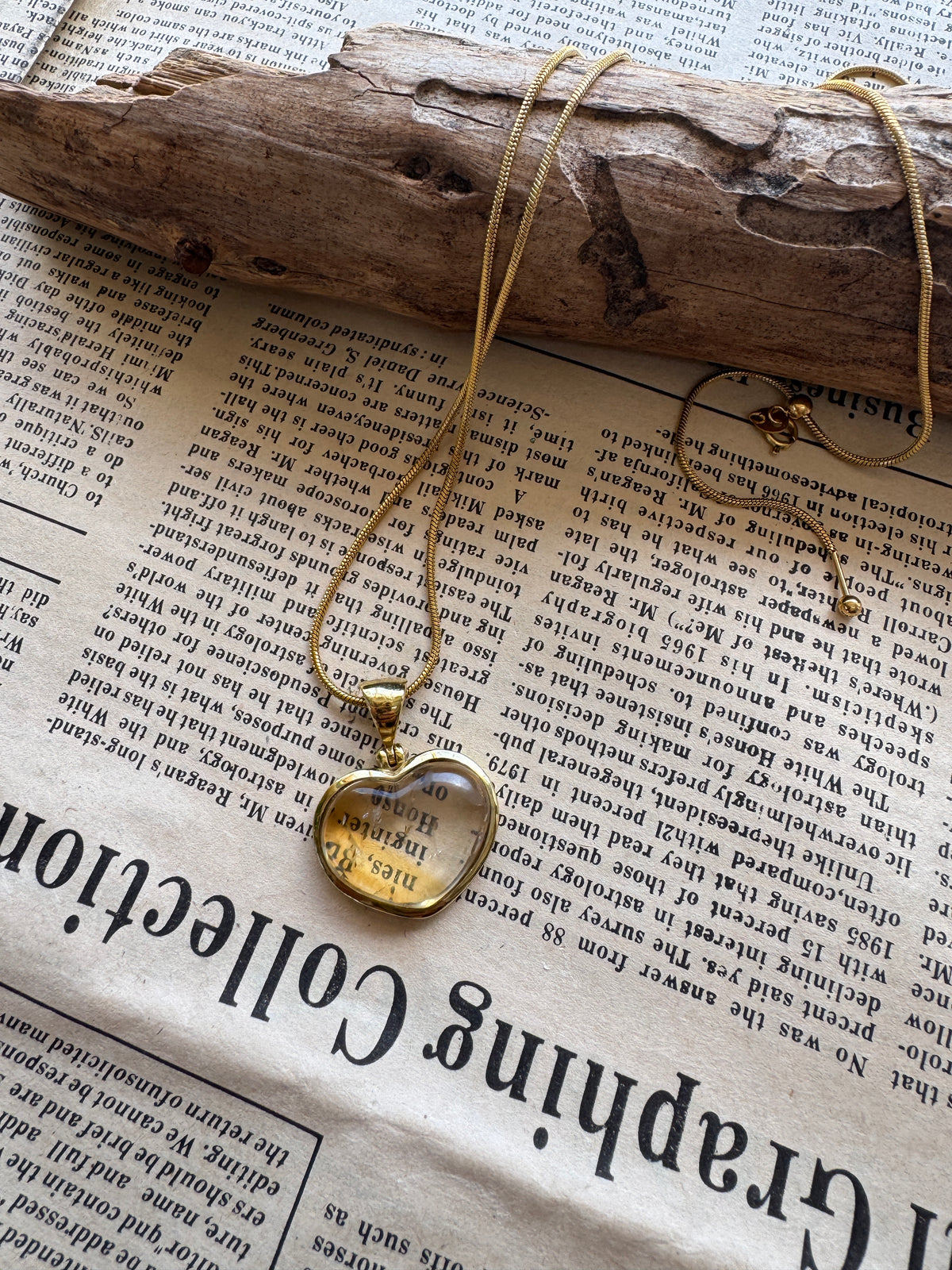 Natural Citrine Heart Pendant set in Nordic Gold