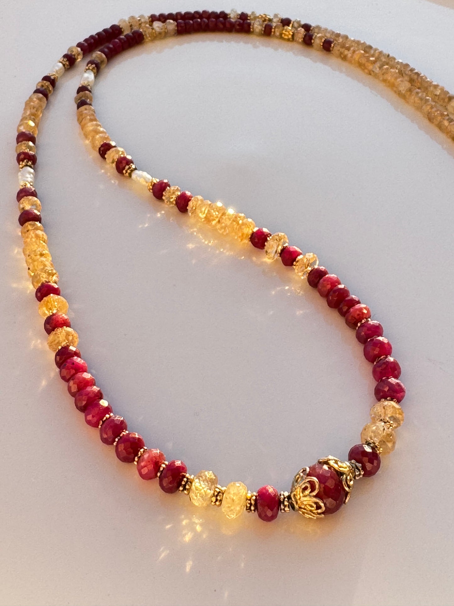 ✨ Imperial Topaz, Ruby & Pearls Manifestation Necklace ✨