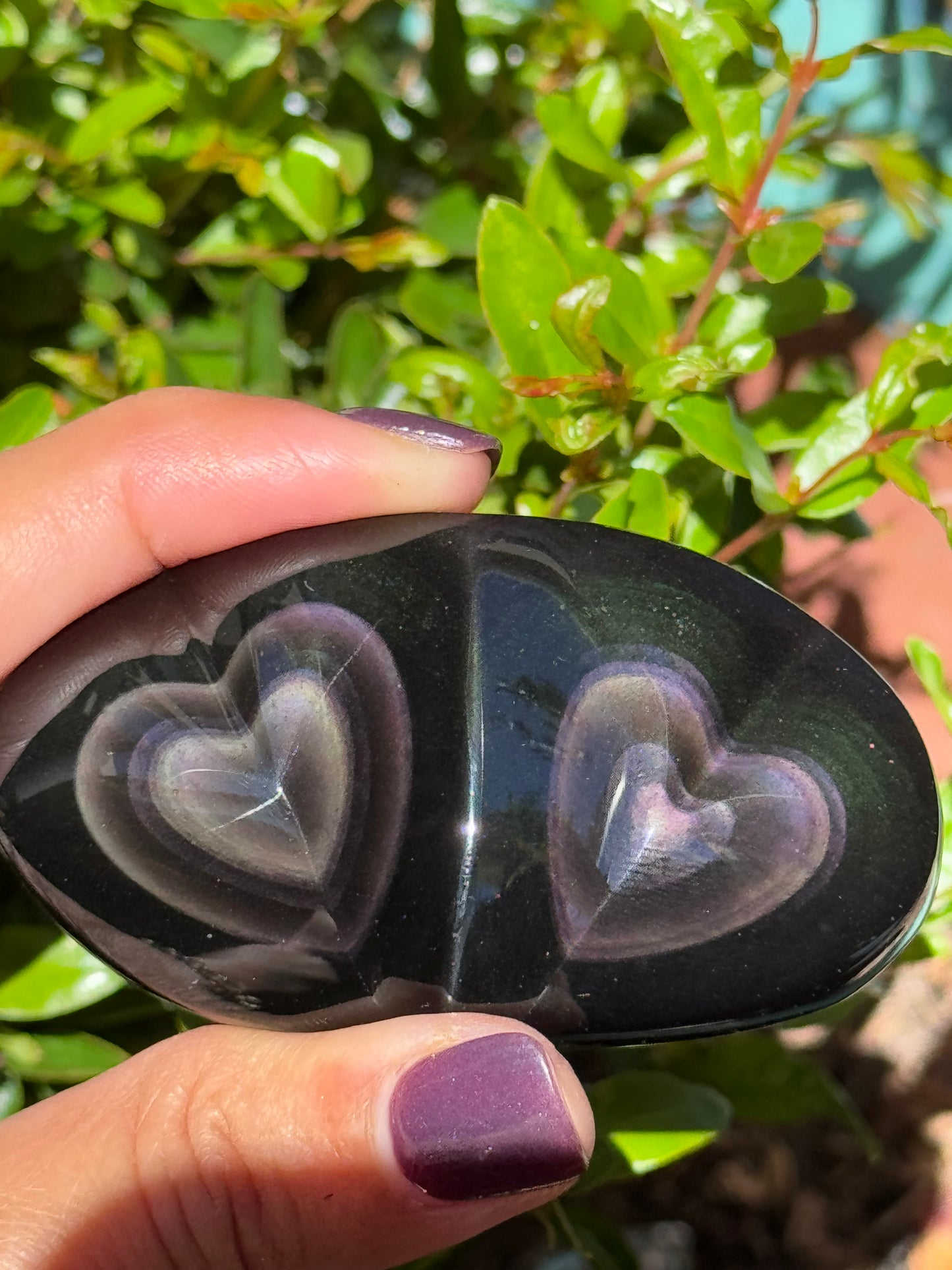 Double Heart Rainbow Obsidian