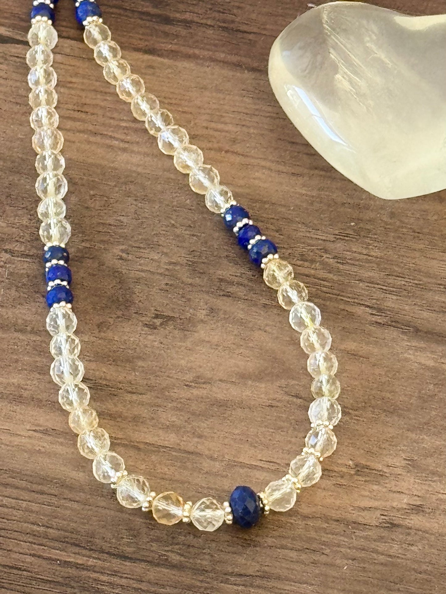 Citrine & Lapis Lazuli Crystal Grid Necklace