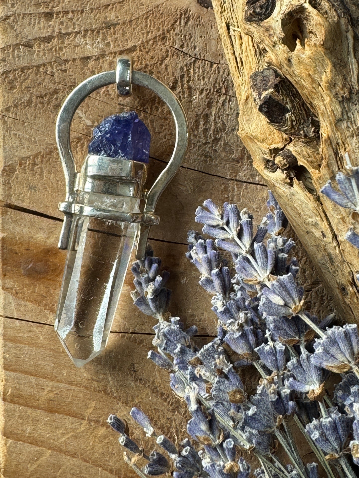 Raw Tanzanite & Quartz Pendant