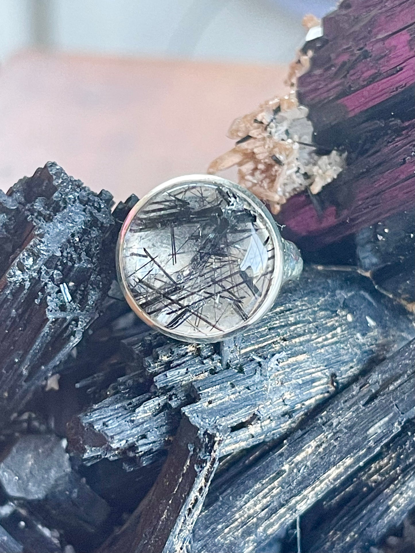 Tourmalinated Quartz Ring