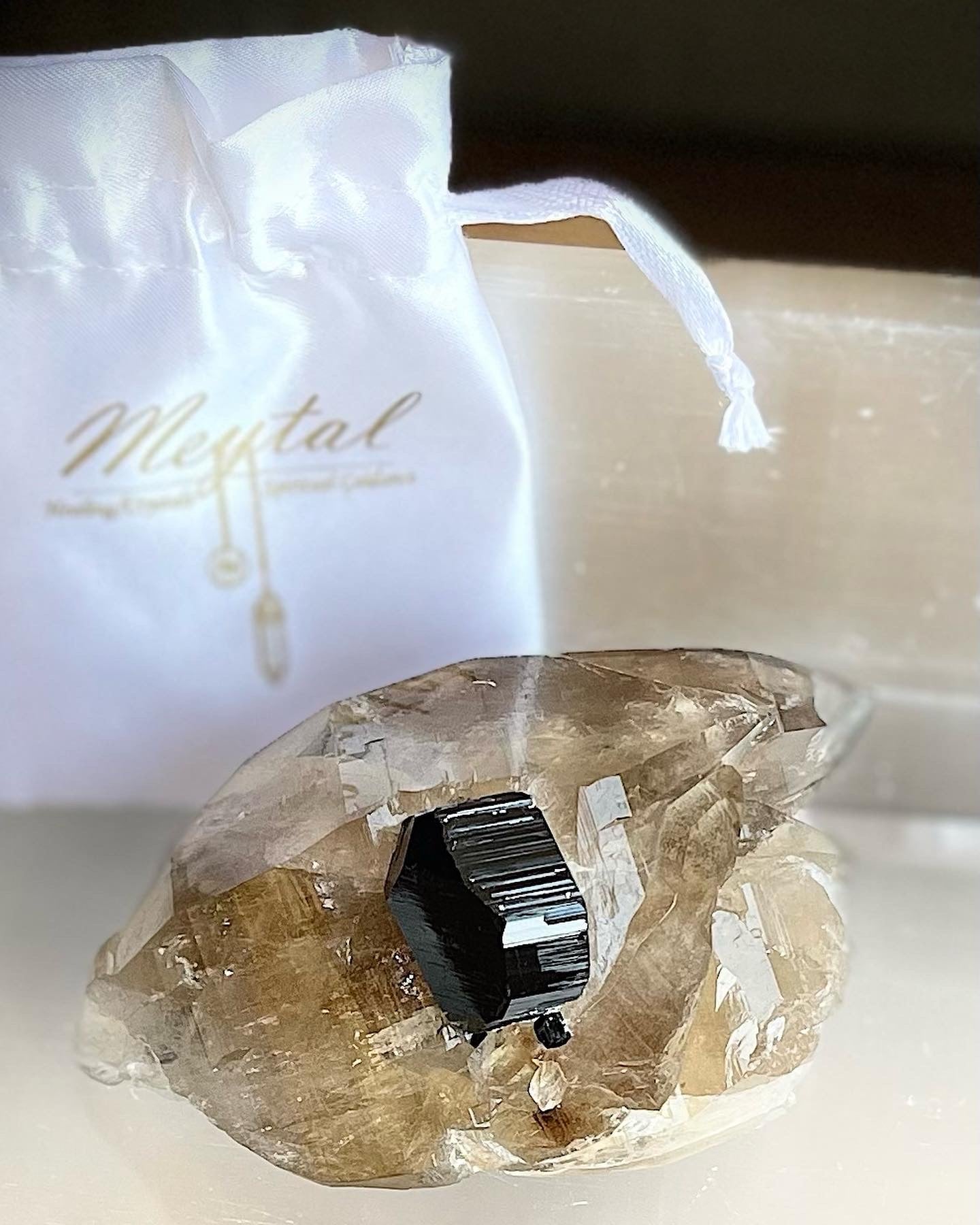 Natural Citrine with Black Tourmaline raw form
