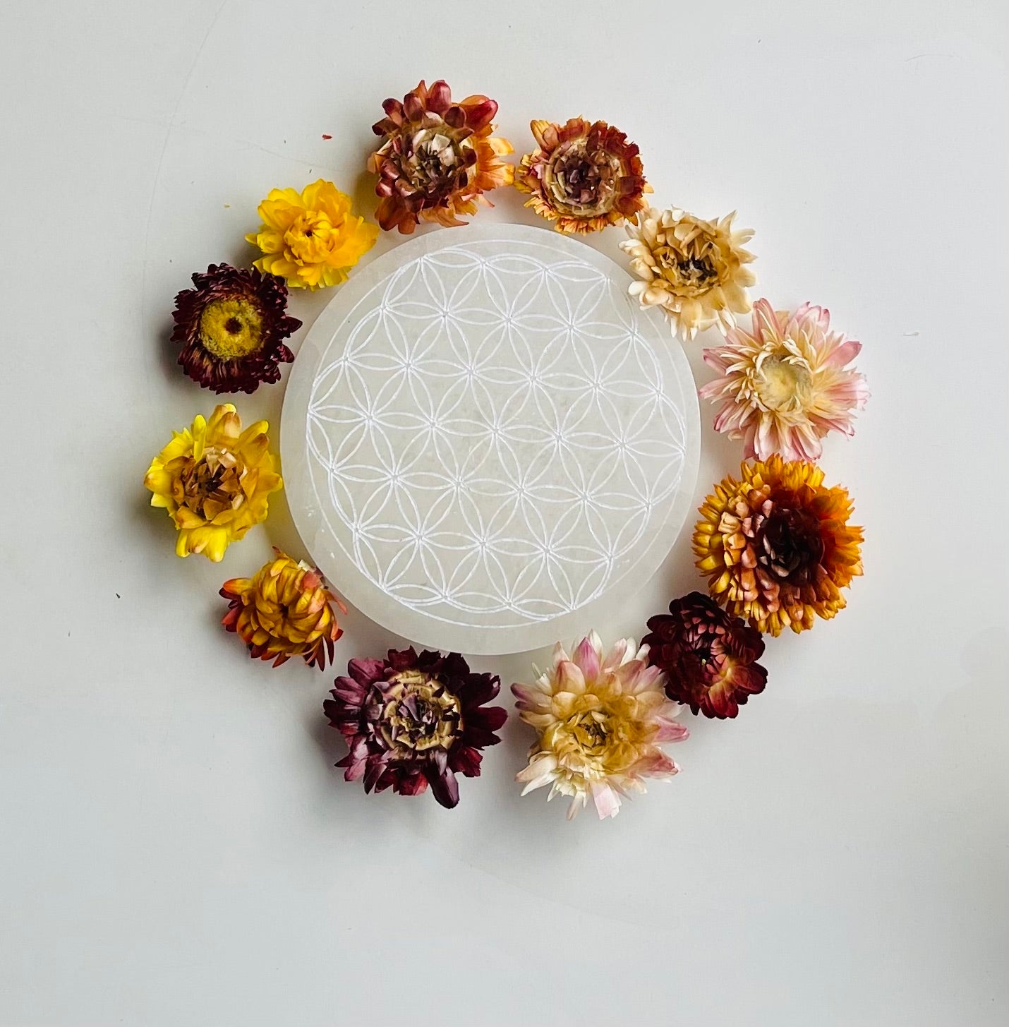 Flower Of Life Selenite charging plate (small size)