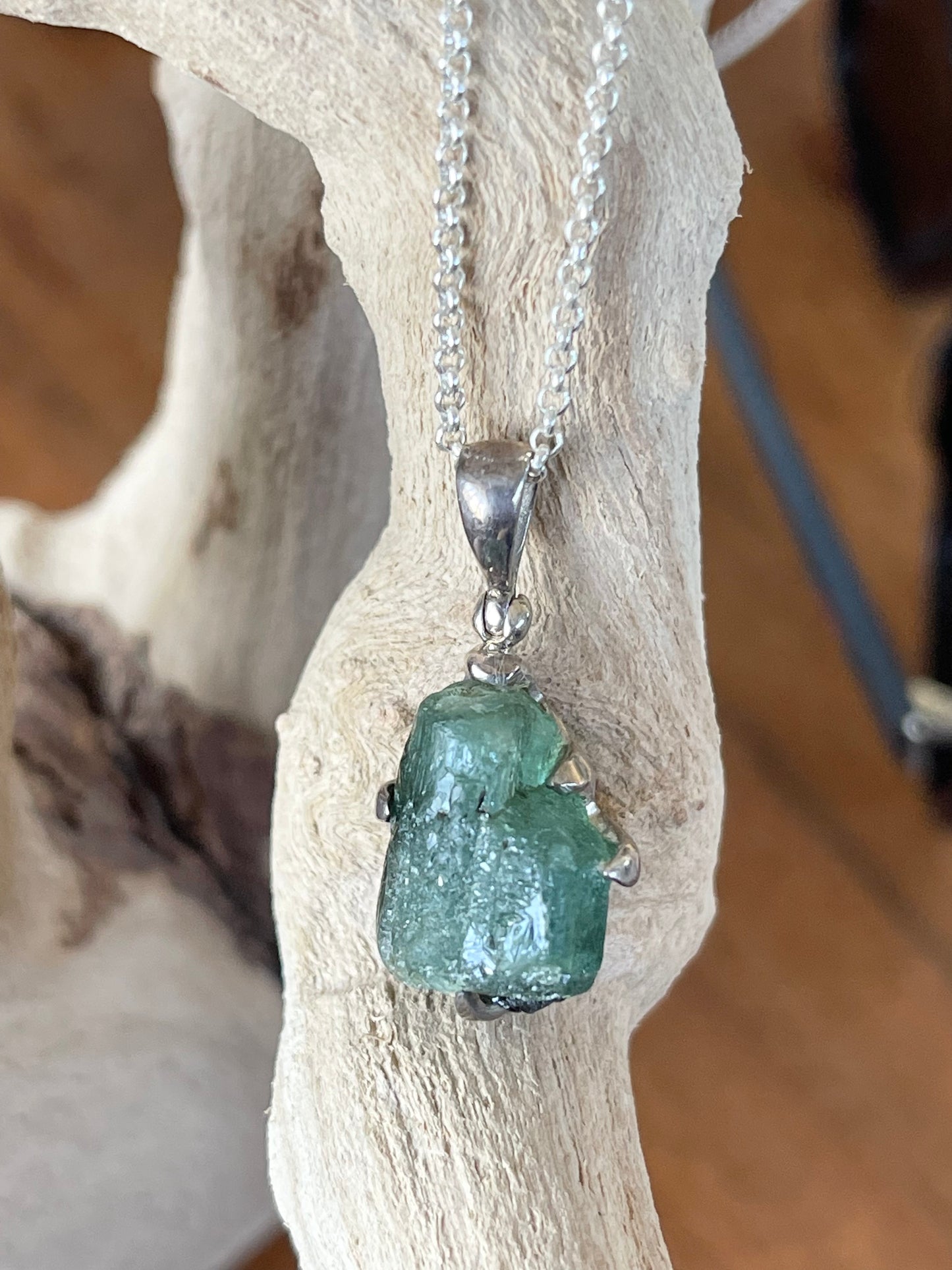 Raw Emerald pendant