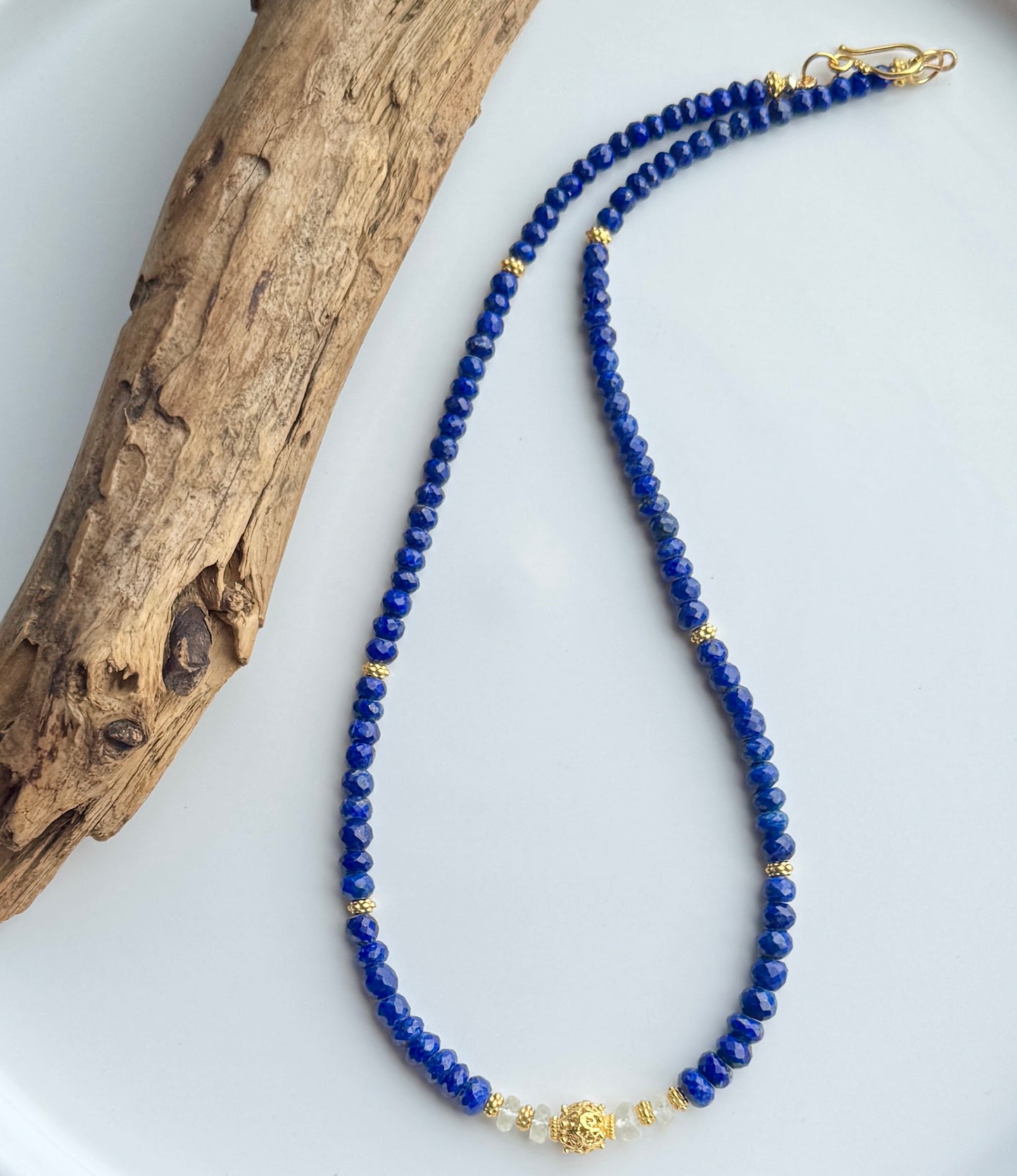 Libyan Desert Glass Tektite & Lapis Lazuli — MALCHUT Necklace