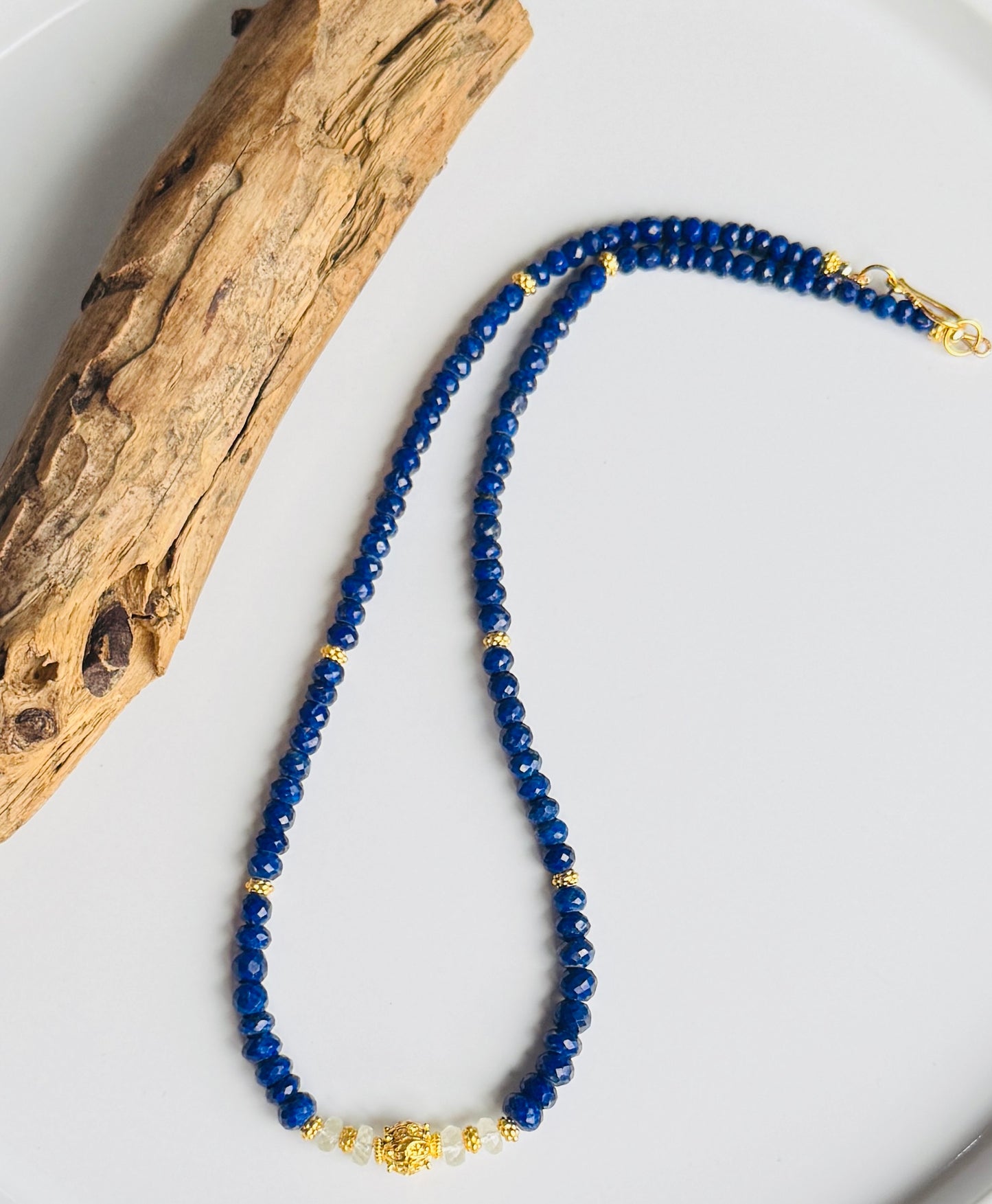 Libyan Desert Glass Tektite & Lapis Lazuli — MALCHUT Necklace