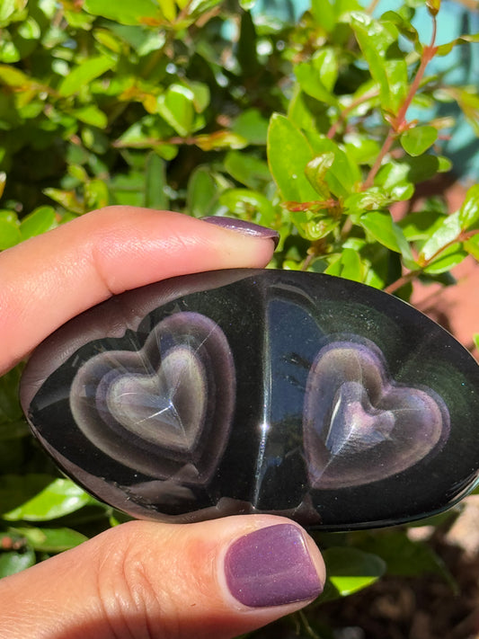 Double Heart Rainbow Obsidian