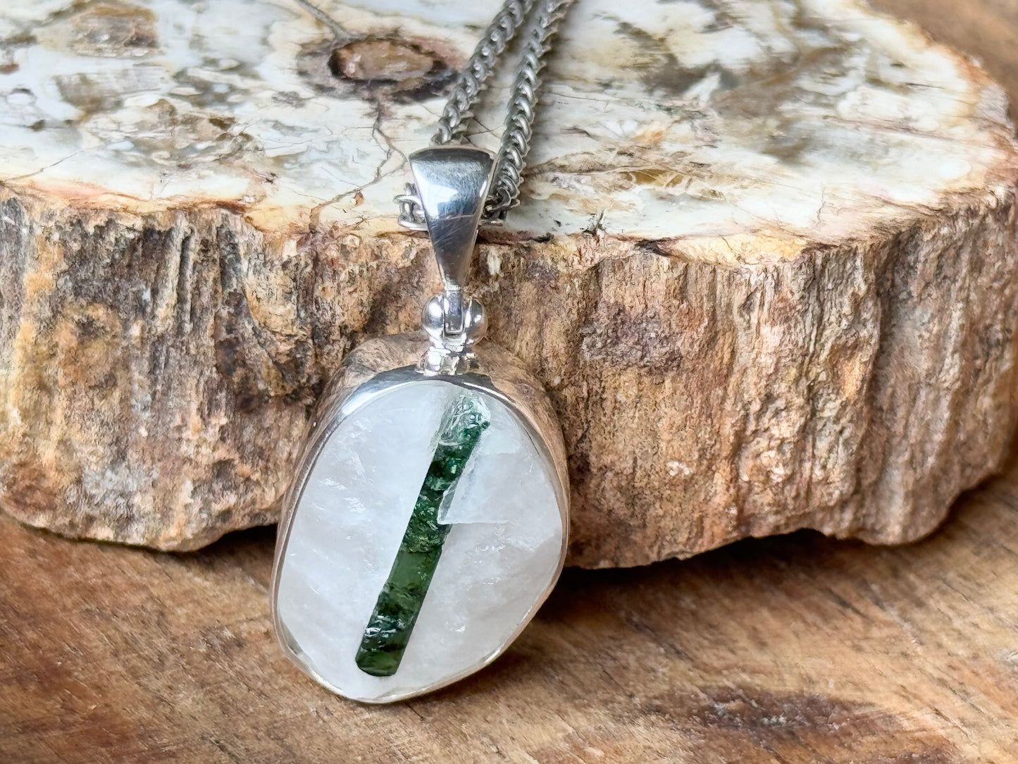 Green Tourmaline in Quartz