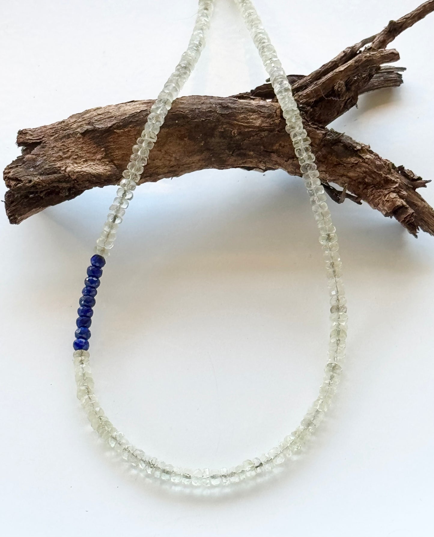 Libyan Desert Glass Tektite with Lapis Lazuli Beads Necklace