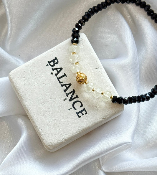 Libyan Desert Glass & Black Tourmaline Bracelet