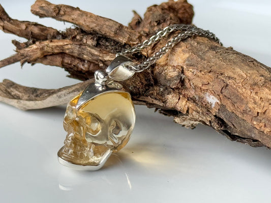 Natural Citrine Skull Pendant