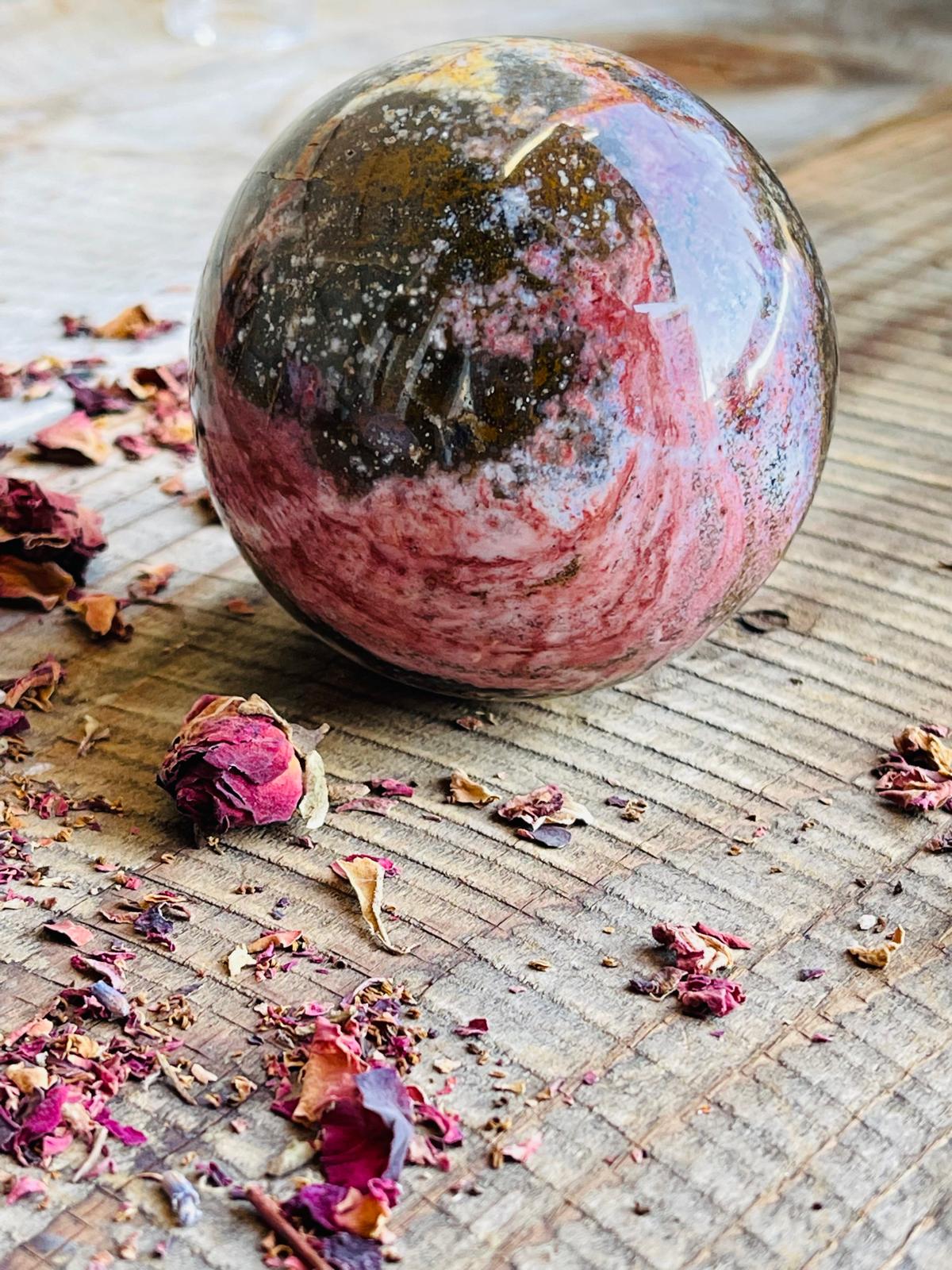 Ocean Jasper Sphere – Joy • Heart Expansion • Emotional Renewal