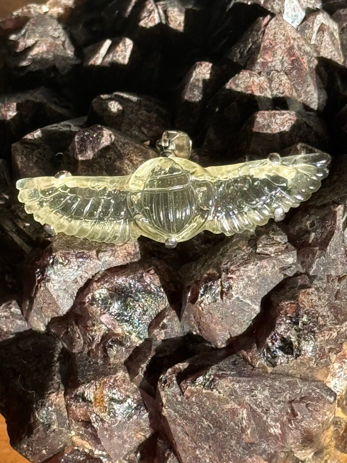 Libyan Desert Glass Winged Scarab Pendant