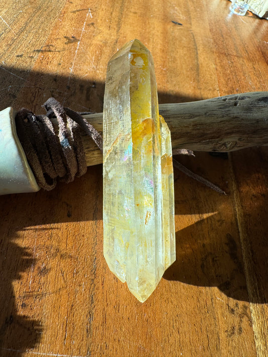 Golden Double Terminated Lemurian Quartz
Raw. Natural. One of a kind.