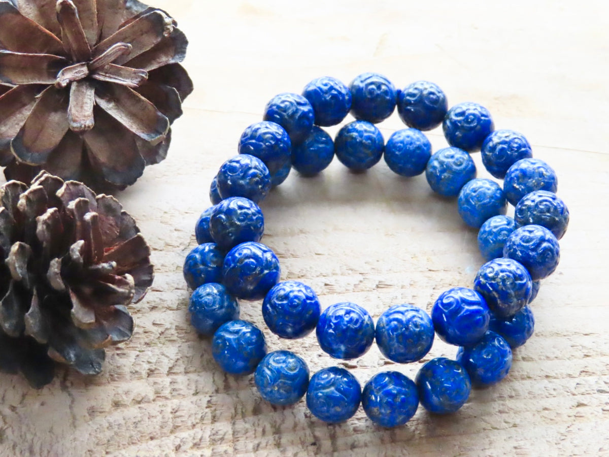Carved Lapis Lazuli Bracelet