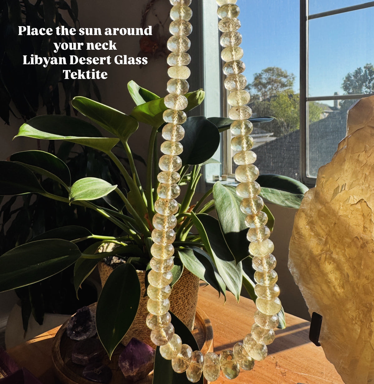 Rare Libyan Desert Glass Necklace | 73g Faceted Golden Tektite | One of a Kind