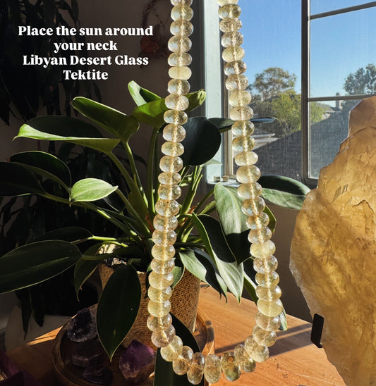 Rare Libyan Desert Glass Necklace | 73g Faceted Golden Tektite | One of a Kind