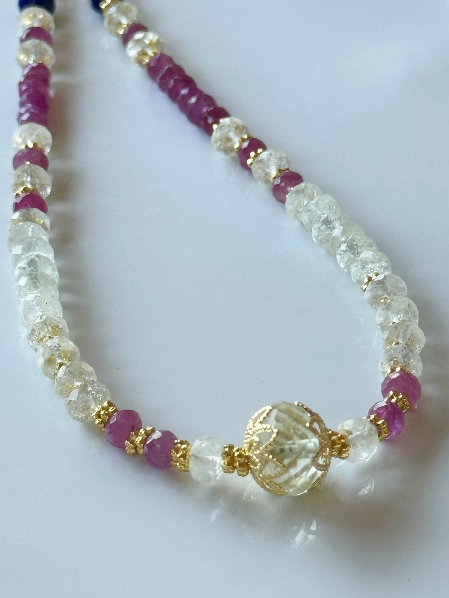 Libyan Desert Glass • Ruby • Lapis Lazuli. Crystal Grid Necklace | Ancient Light & Royal Protection