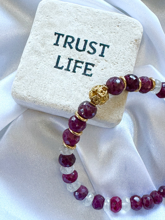 Ruby & Libyan Desert Glass Bracelet

Awaken the Queen and King within.
