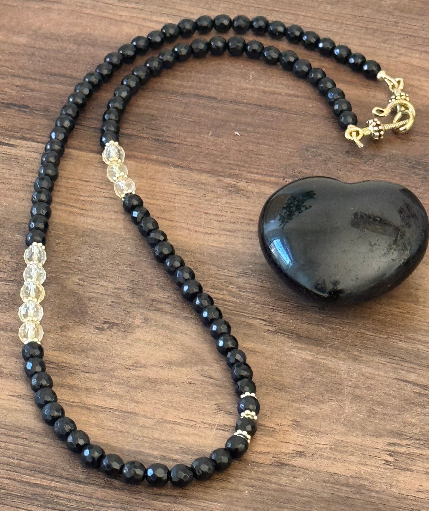 Black Tourmaline & Citrine Crystal Grid Necklace