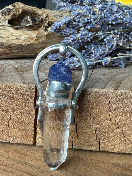 Raw Tanzanite & Quartz Pendant