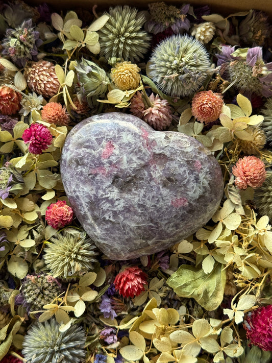 Lepidolite & Pink Tourmaline Heart