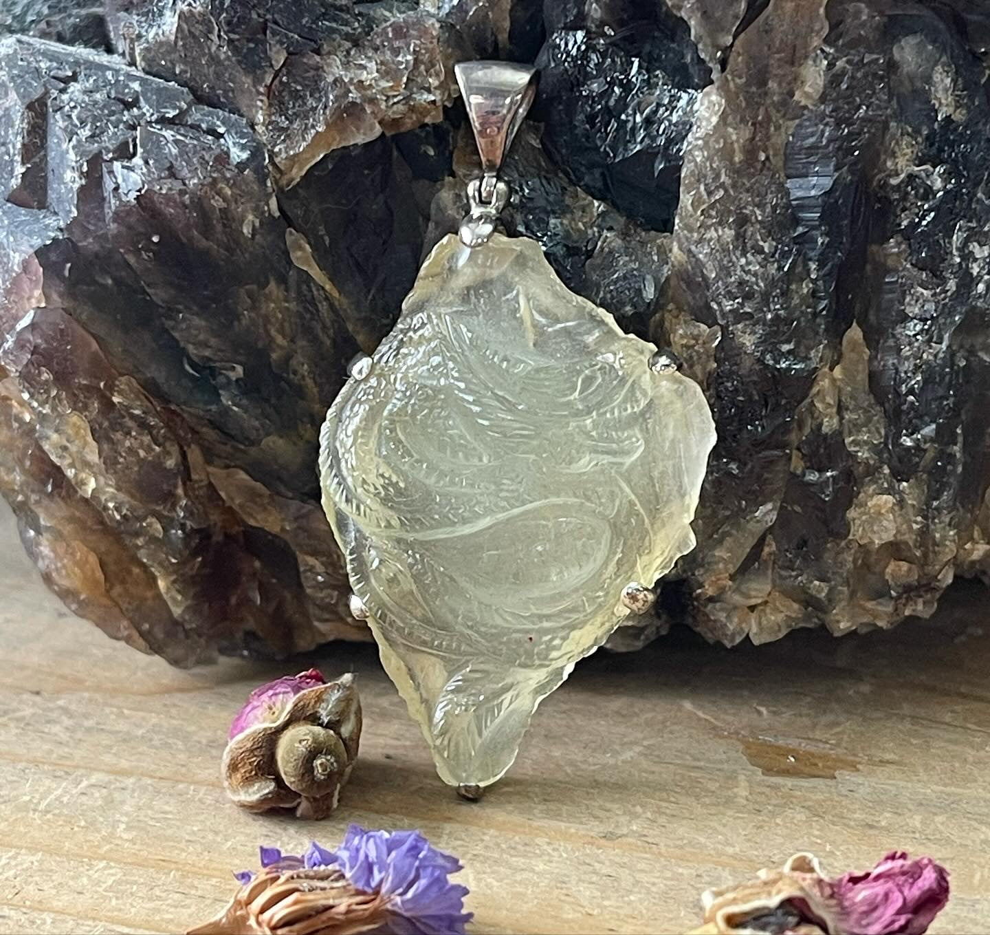 Libyan Desert Glass Tektite Powerful Dragon pendants