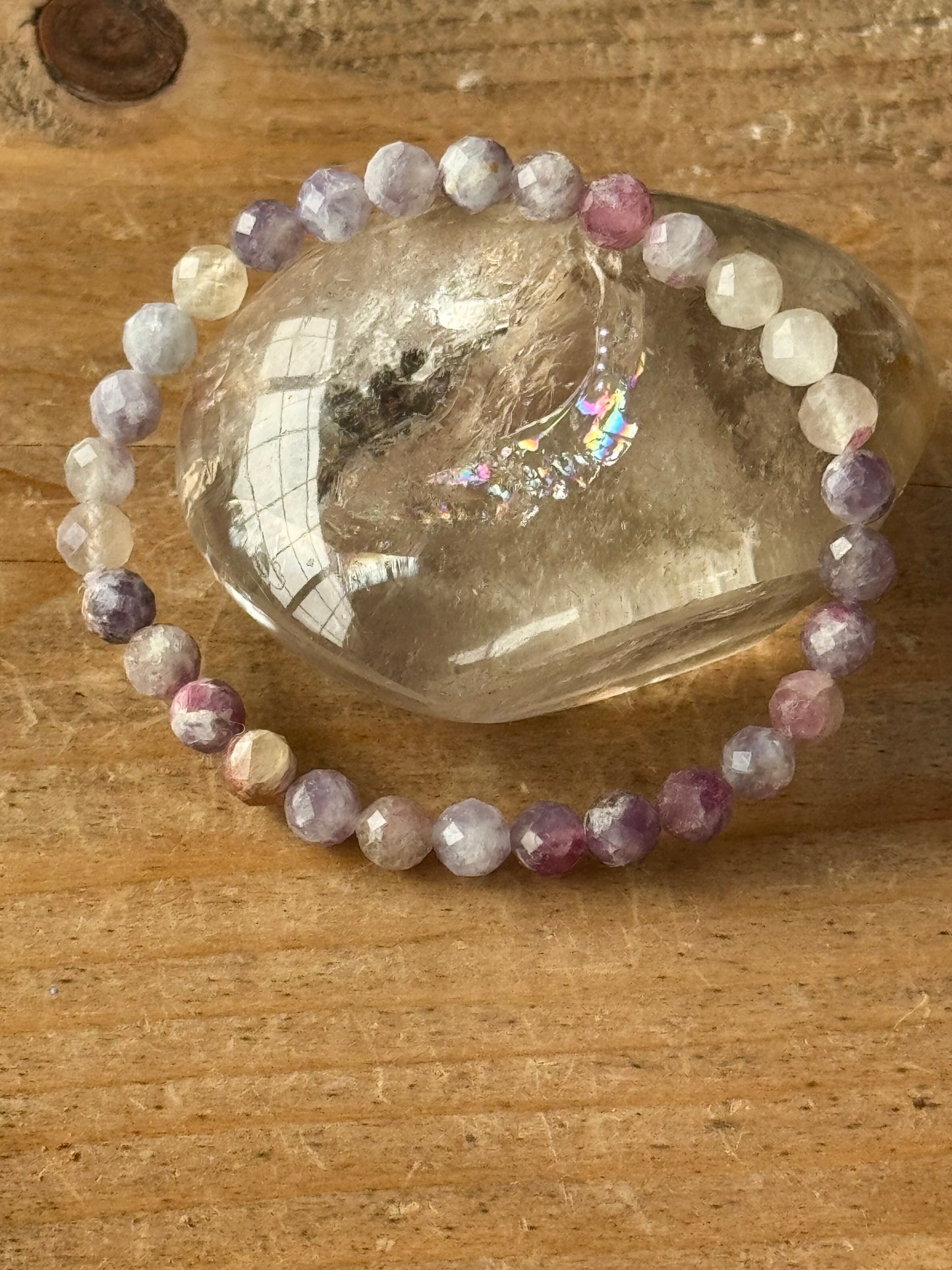 Lepidolite with Pink Tourmaline Bracelet