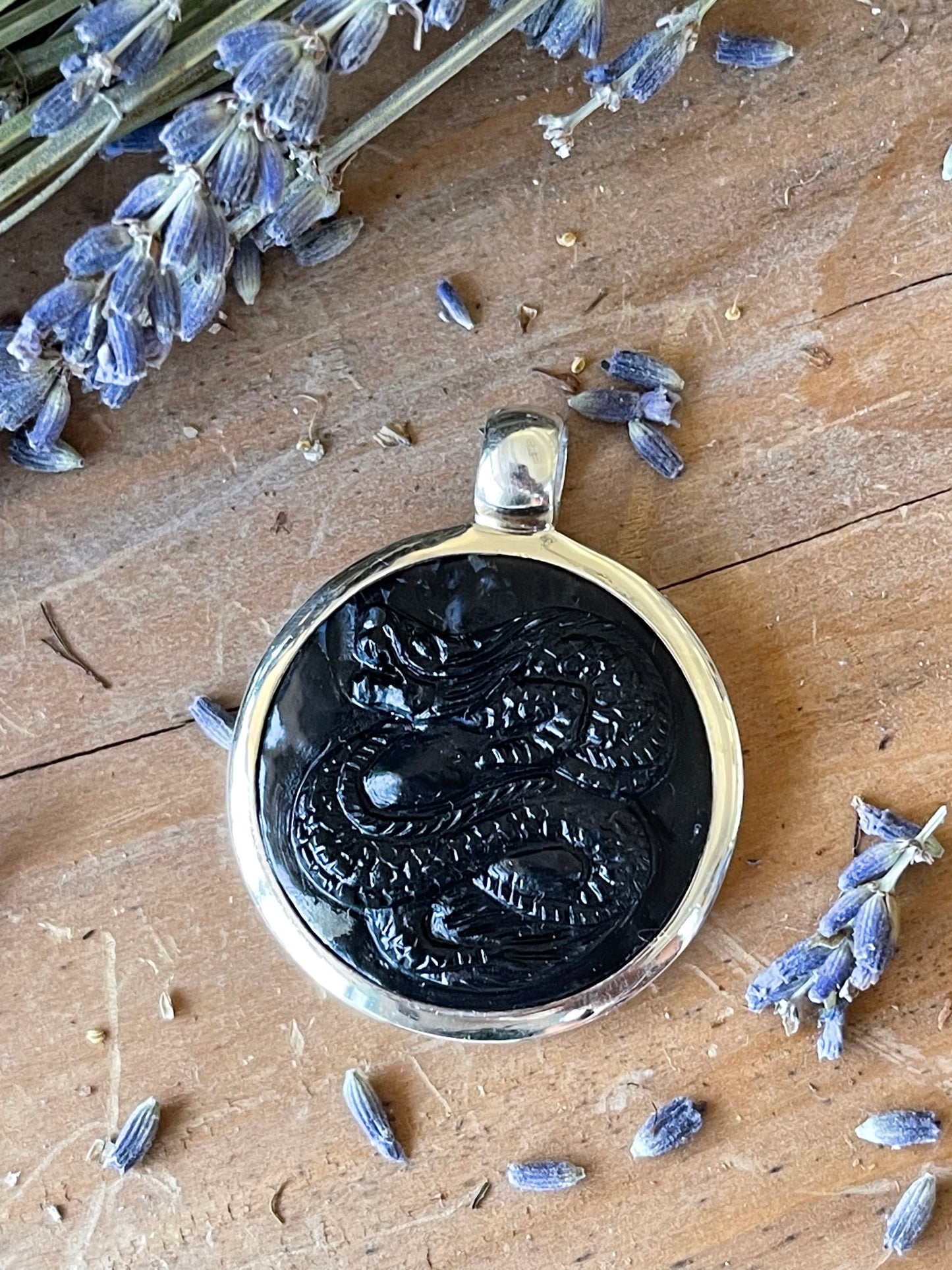 Black Pyrite Dragon Pendant