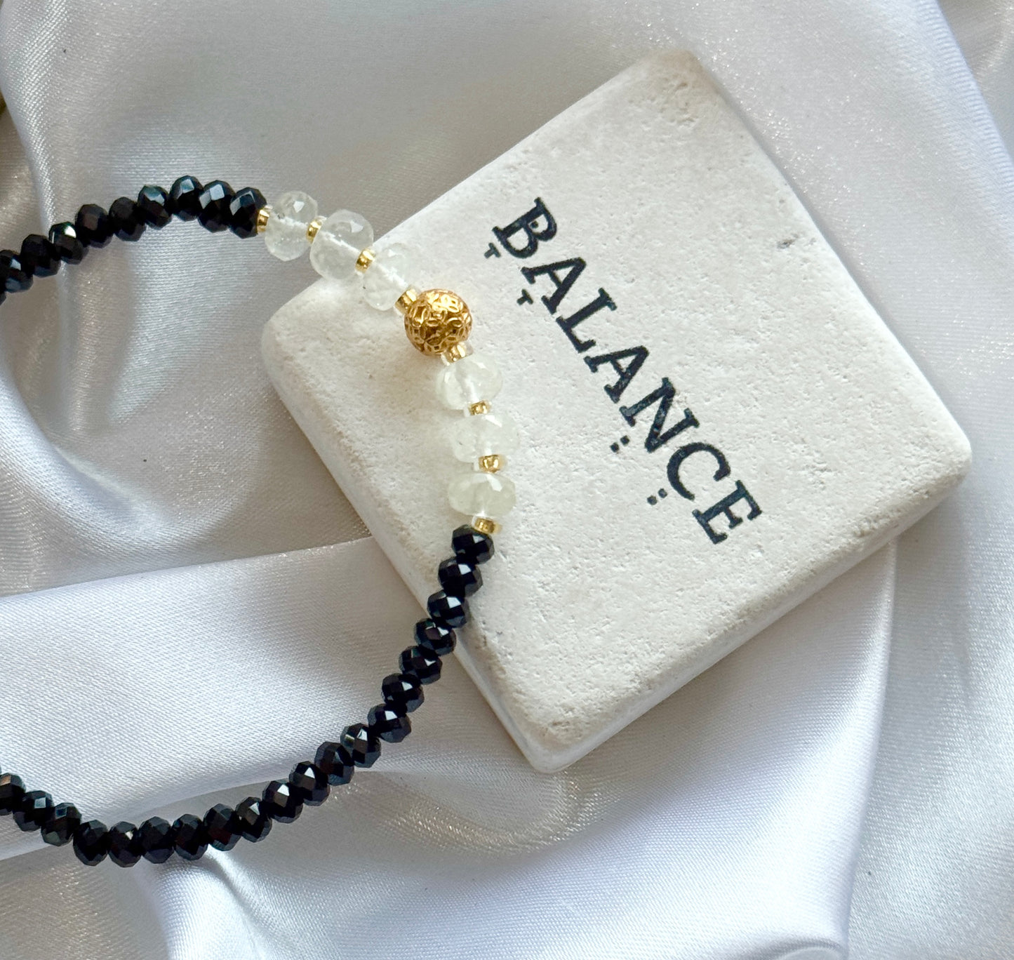 Libyan Desert Glass & Black Tourmaline Bracelet