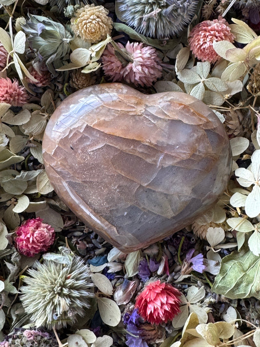 Peach Moonstone Heart