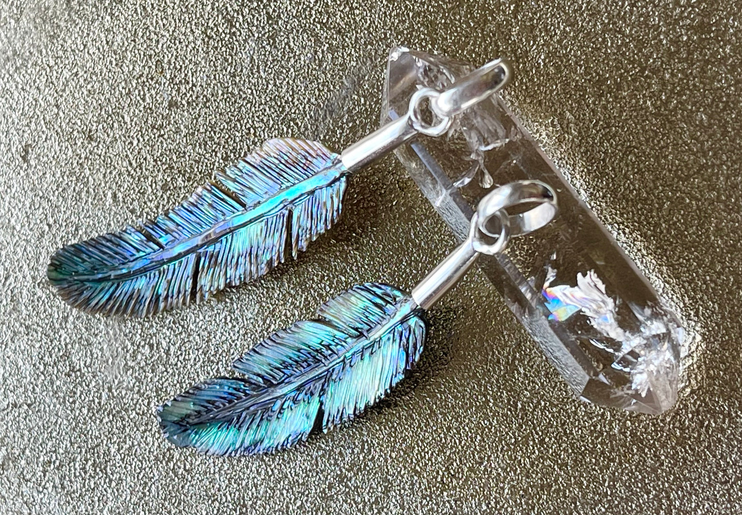 Abalone shell feather pendant