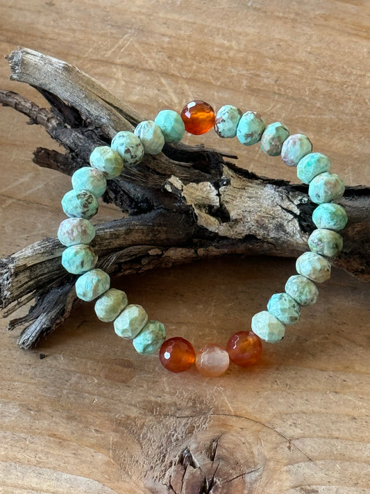 Peruvian Turquoise with Carnelian