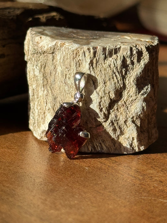 Raw Natural Garnet Pendant – Grounded Fire from Mother Earth
