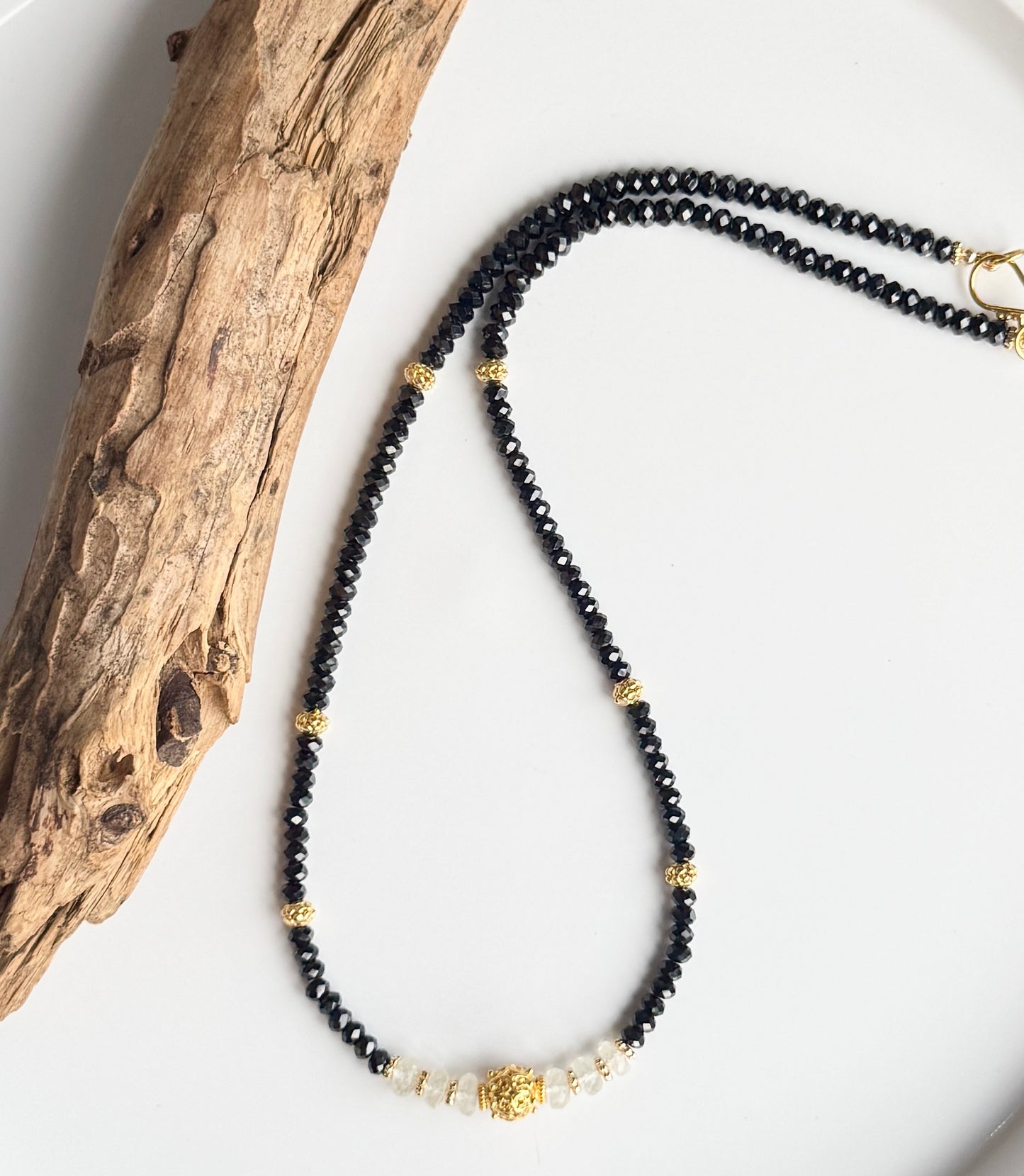 Libyan Desert Glass Tektite & Black Tourmaline Necklace