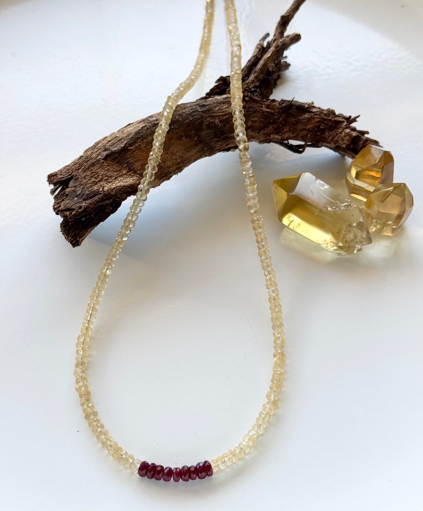 Natural Citrine & Ruby Beads Necklace