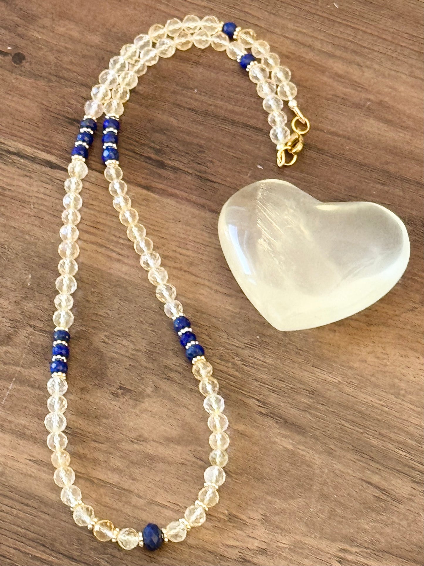Citrine & Lapis Lazuli Crystal Grid Necklace