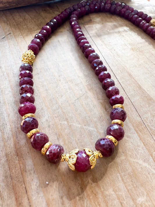 Natural Ruby Necklace – 67g Life Force | 24k Gold Vermeil | Handcrafted